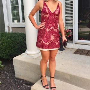 Free People Night Shimmers Dress in Wine